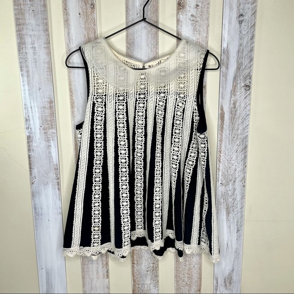 Anthro Lili’s Closet Lattice Line Lace Swing Top - Picture 1 of 8